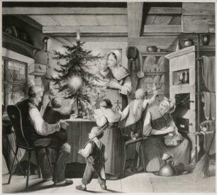 Der Bergmann am Christmorgen im Kreise seiner Familie