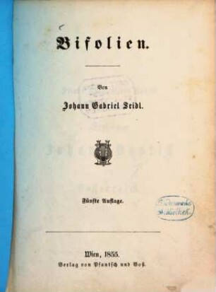 Bifolien : Von Johann Gabriel Seidl