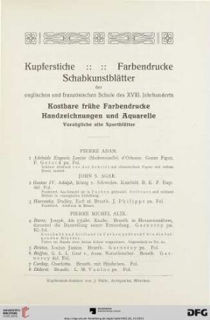 Kupferstiche, Farbendrucke, Schabkunstblätter (Nr. 1-508)