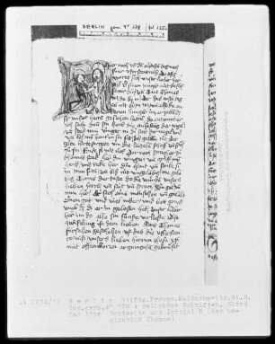 Sammelband verschiedener religiöser Schriften — Initiale H, der ungläubige Thomas, Folio 135verso