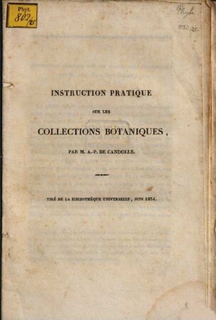 Instruction pratique sur les collections botaniques