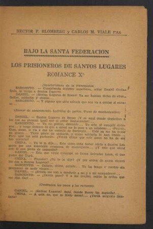 Los prisioneros de Santos Lugares - Romances X°