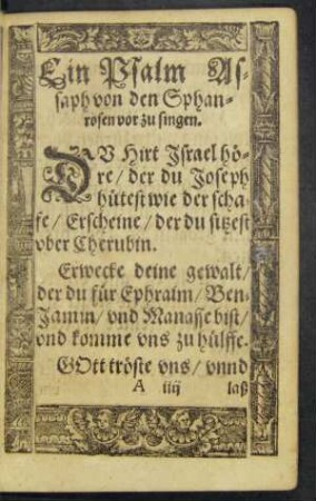 Ein Psalm Assaph von den Sphanrosen vor zu singen.