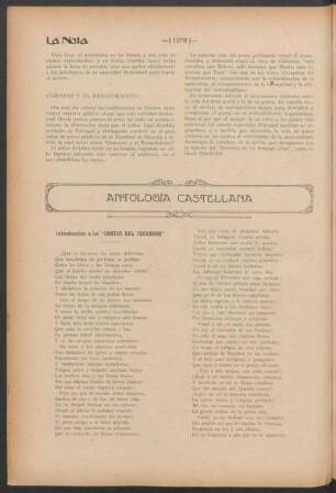 Antología castellana : Introducción a los "Cantos del Trovador"