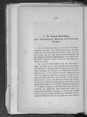 5. Die Central-Behörde, deren Zusammensetzung, Gliederung und Verwaltungsverfahren.