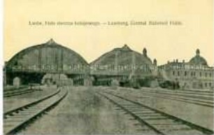 Der Zentralbahnhof in Lemberg (polnisch Lwów, heute Lwow, Ukraine)