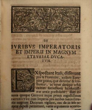 Q. D. B. V. Alexandri Maximiliani De Bode Dissertatio Juris Publici De Ivre Avgvstissimi Imperatoris Et Imperii In Magnvm Etrvriae Dvcatvm