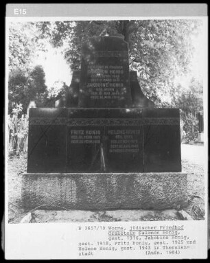 Grabstein von Salomon Honig (gestorben 1916.08.10) und Familie