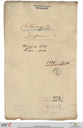 Zunftordnung der Metzger zu Neckargemünd und Dilsberg