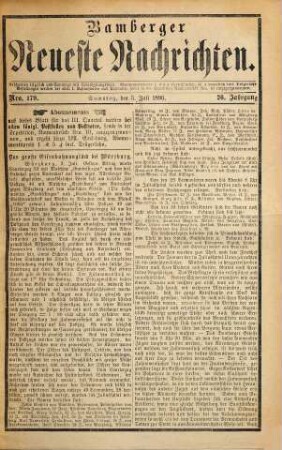 Bamberger neueste Nachrichten. 1886,7/12 = Jg. 26