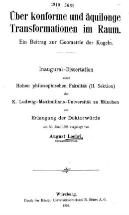 Über konforme und äquilonge Transformationen im Raum