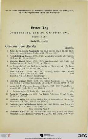 Gemälde alter Meister (Nr. 1-64)