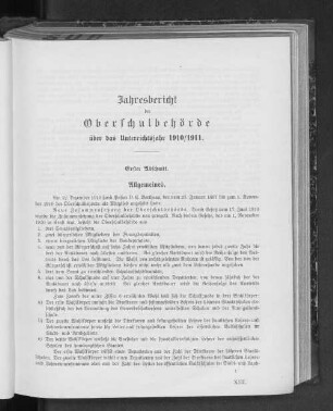 Jahresbericht der Oberschulbehörde über das Unterrichtsjahr 1910/1911.
