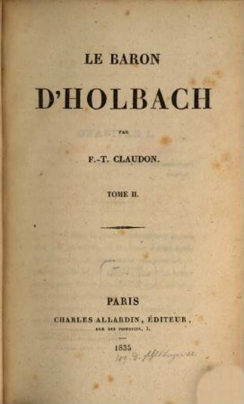 Le Baron D'Holbach. 2