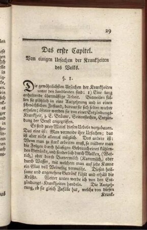 Das erste Capitel. Von einigen Ursachen der Krankheiten des Volks.