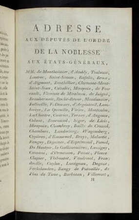 103-140 Adresse aux députés de l'ordre de la noblesse aux états-généraux