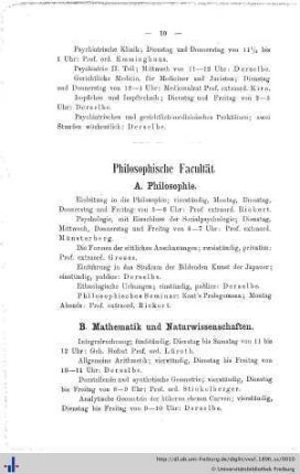 Philosophische Facultät.