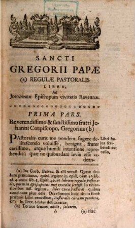 Sancti Gregorii Papae I. Cognomento Magni Liber Regulae Pastoralis : Accessit In Fine Anonymi Formula Praelatorum