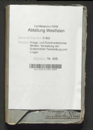 Der Verkauf der im Osnabrückischen belegenen königlich Tecklenburgischen Eigenbehörigen und davon einzusendende Extrakte