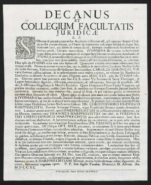 Decanus Et Collegium Facultatis Juridicae L. S.