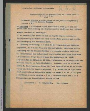 Protokoll Vorstandssitzung März 1923