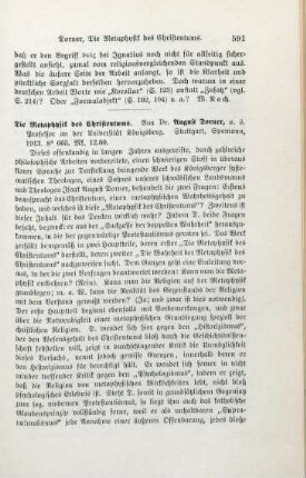 591-593 [Rezension] Dorner, August, Die Metaphysik des Christentums