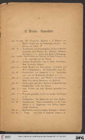 C. Stiche. Convolute (Nr. 240 - 264)