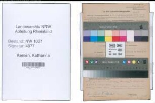 Entnazifizierung Katharina Kemen , geb. 12.12.1908 ()