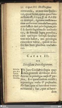 Caput III. De Divisione Privilegiorum