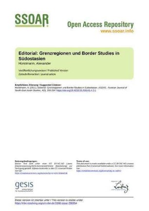Editorial: Grenzregionen und Border Studies in Südostasien