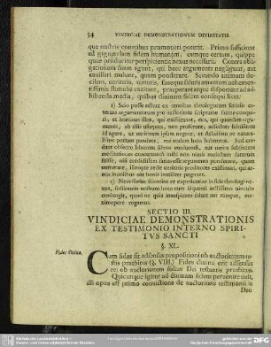 Sectio III. Vindiciae Demonstrationis Ex Testimonio Interno Spiritus Sancti