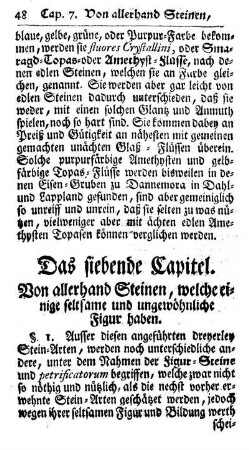 Das siebende Capitel. Von allerhand Steinen, welche einige seltsame und ungewöhnliche Figur haben