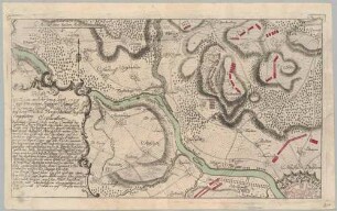 Landkarte der Gegend von Coswig im Westen bis Dresden im Osten mit einer Legende während des Siebenjährigen Krieges (1756-1763) mit Einzeichnung der Armeen am 4. September 1759