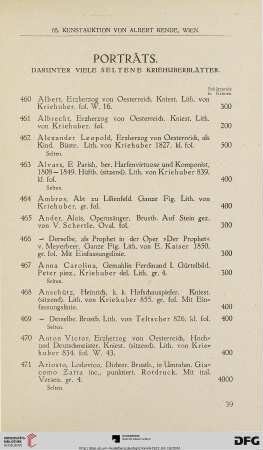 Porträts, darunter viele seltene Kriehuberblätter (Nr. 460 - 746)
