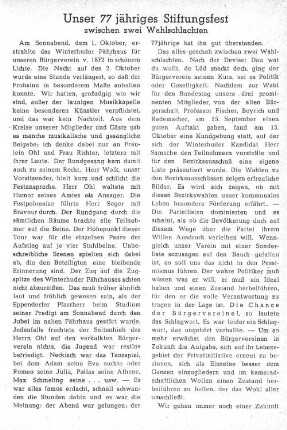 Unser 77jähriges Stiftungsfest zwischen zwei Wahlschlachten