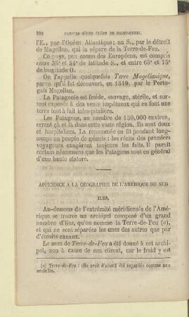 Appendice à la géographie de l'Amérique du Sud