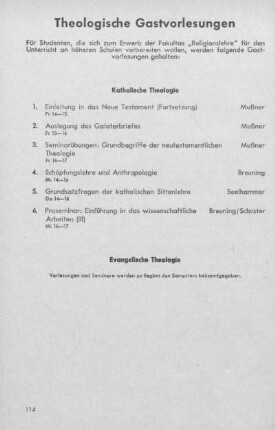 Theologische Gastvorlesungen