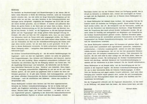 Flugschrift: Einleitung,               1982
