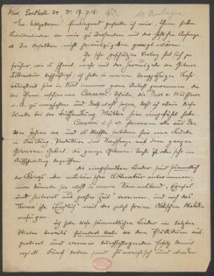 Brief an B. Schott's Söhne : 17.07.1915
