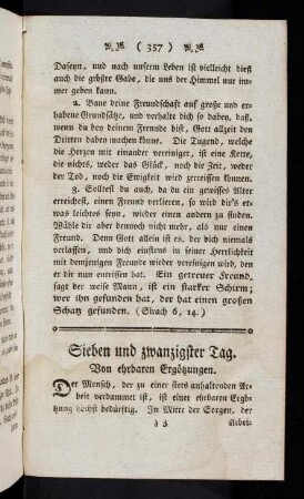 357-363, Sieben und zwanzigster Tag. Von ehrbaren Ergötzungen