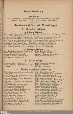 Vierte Abteilung. Behördenverzeichnis