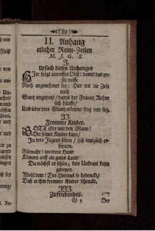II. Anhang etlicher Reim-Zeilen