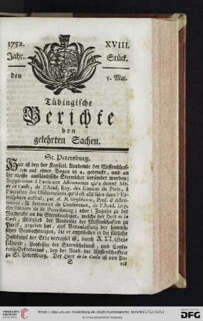 [XVIII.-XXII. Stück] (Maj 1752)