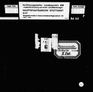 Kriegsstammrolle der Leichten Minenwerferabteilung des II. Bataillons
