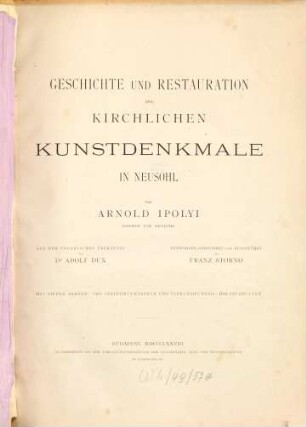 Geschichte und Restauration der Kirchlichen Kunstdenkmale in Neusohl
