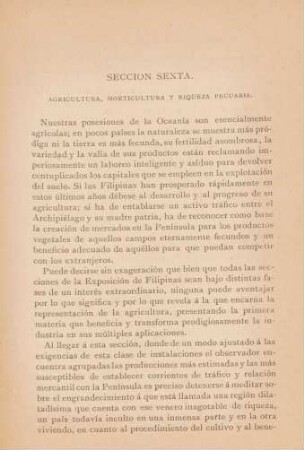 Sección sexta. Agricultura, horticultura y riqueza pecuaria