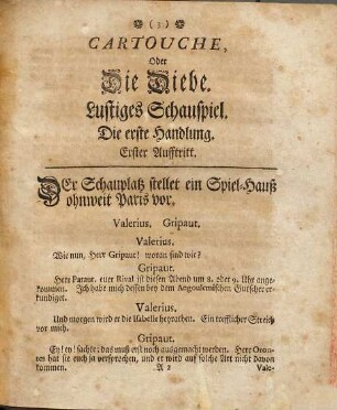 Cartouche Oder Die Diebe : Lustiges Schauspiel
