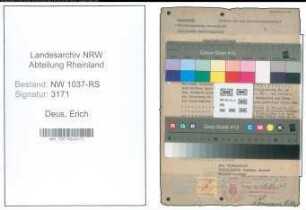 Entnazifizierung Erich Deus , geb. 08.09.1902 (Lehrer)