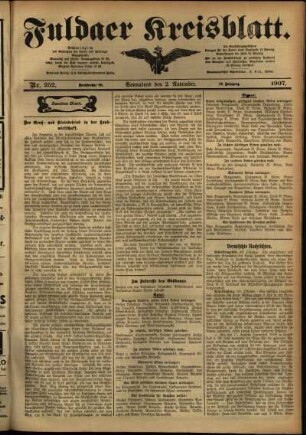 Zweite Ausgabe vom Samstag, den 02. November 1907.