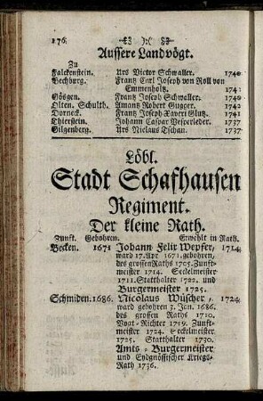 Löbl. Stadt Schafhausen Regiment.